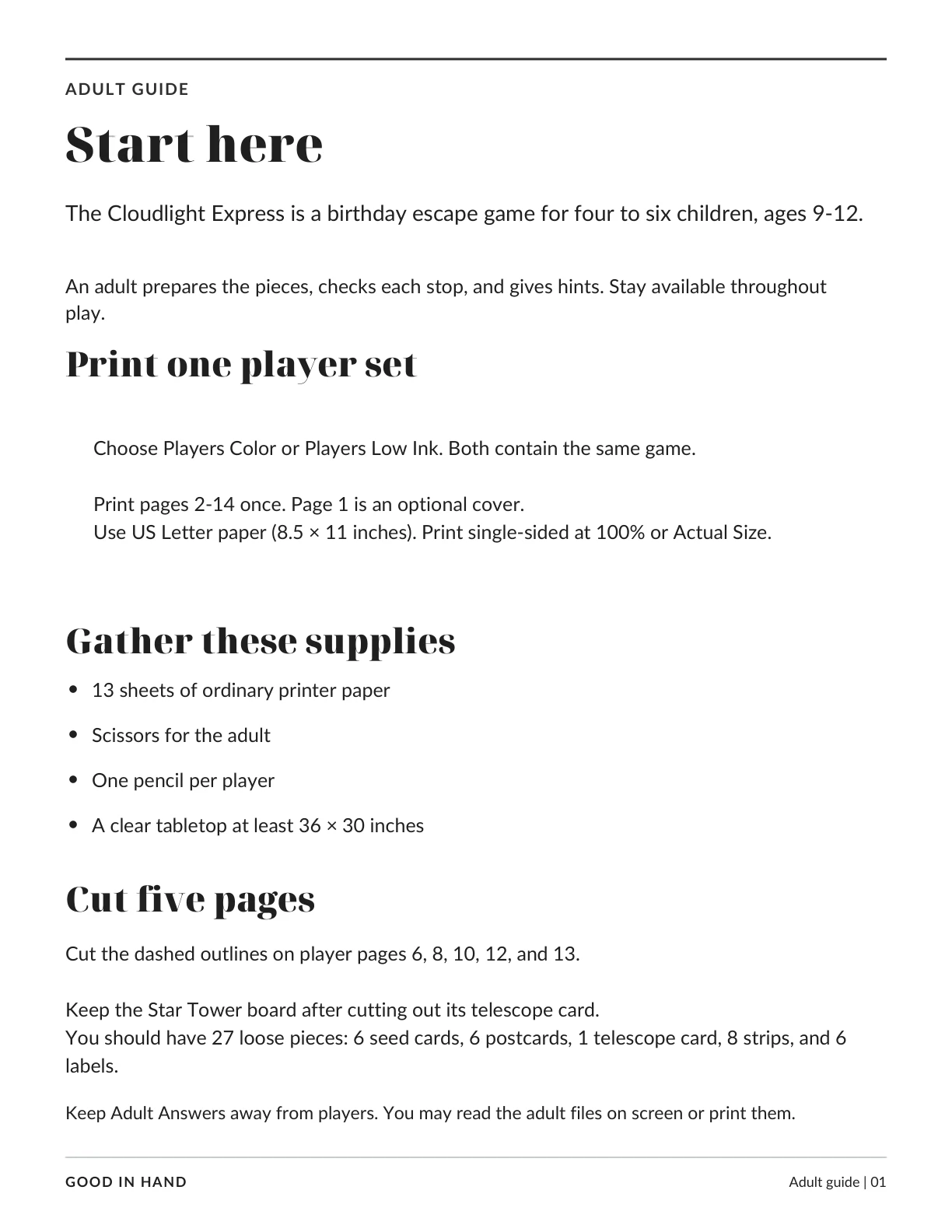 Adult preparation guide