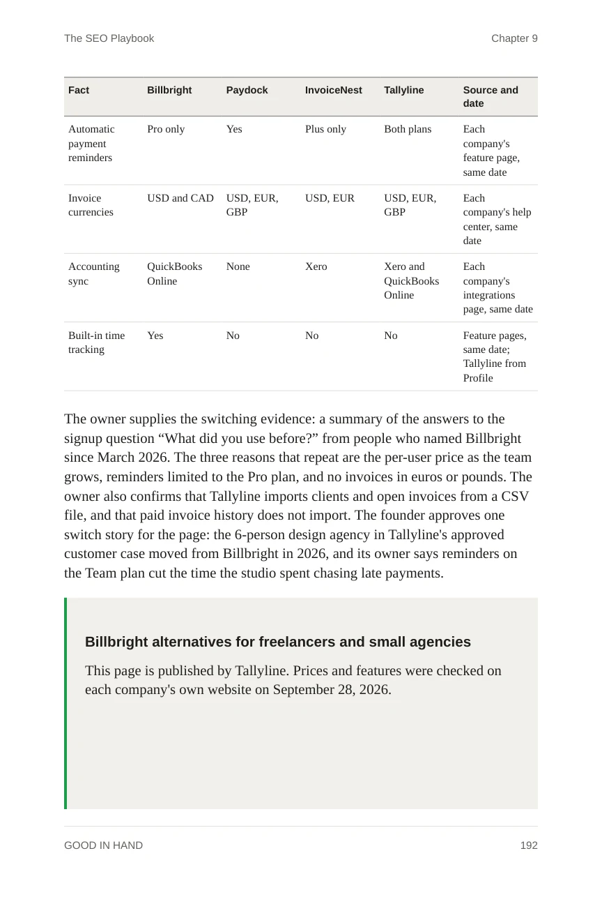Software: a fair alternatives page